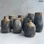 Váza Spooky, L méret, 31 cm, terrakotta, antik szürke, rusztikus felület más formák azonos színben