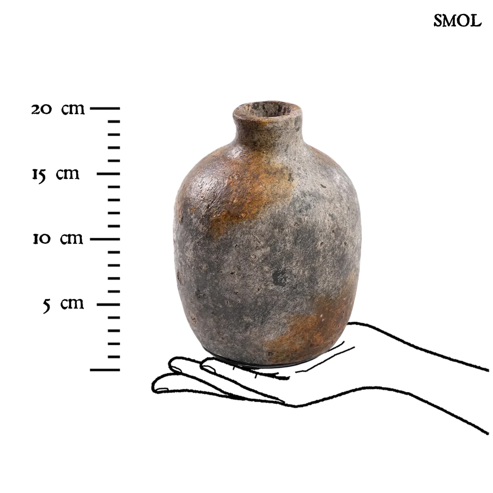 Váza - antik szürke, terrakotta, 19 cm | CLASSY - smol.hu - méretarányosan