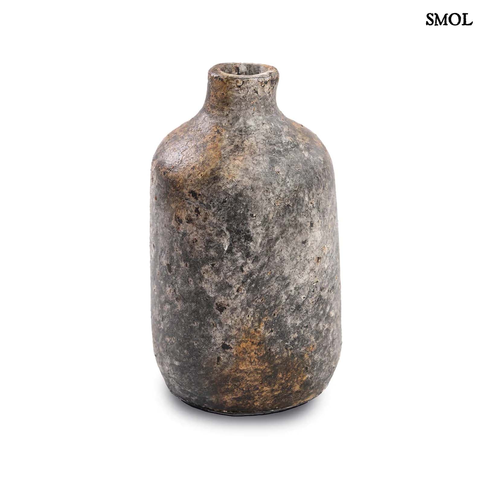 CLASSY, antik szürke, terrakotta váza, 24 cm - smol.hu - fehér háttérrel