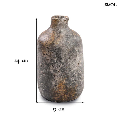 CLASSY, antik szürke, terrakotta váza, 24 cm - smol.hu - méretekkel