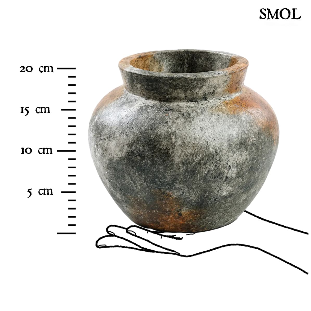 NIXIE, antikolt, szürke váza, 25 cm - smol.hu - méretarányosan
