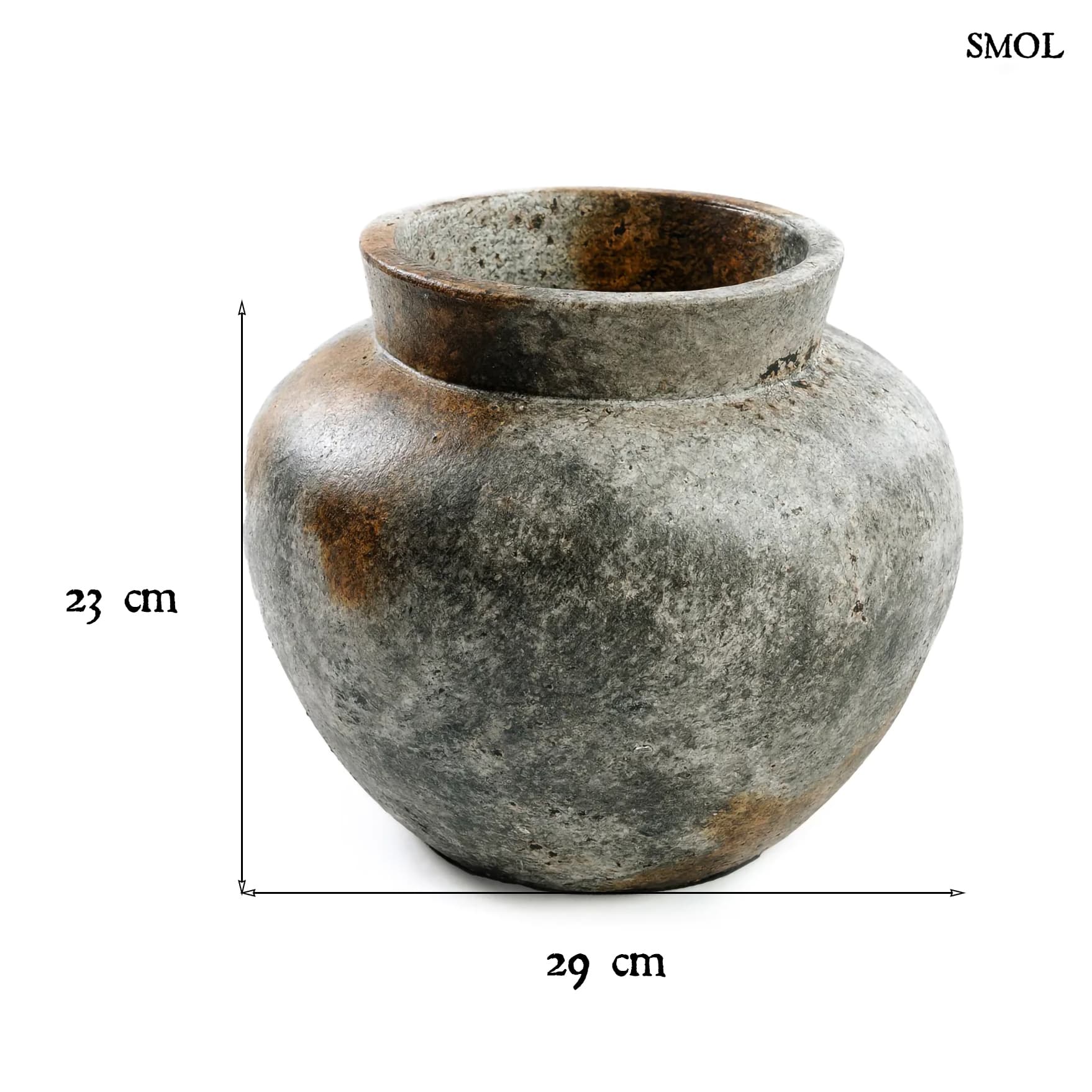 KARLY, terrakotta váza, ⌀29 cm - smol.hu -  méretekkel