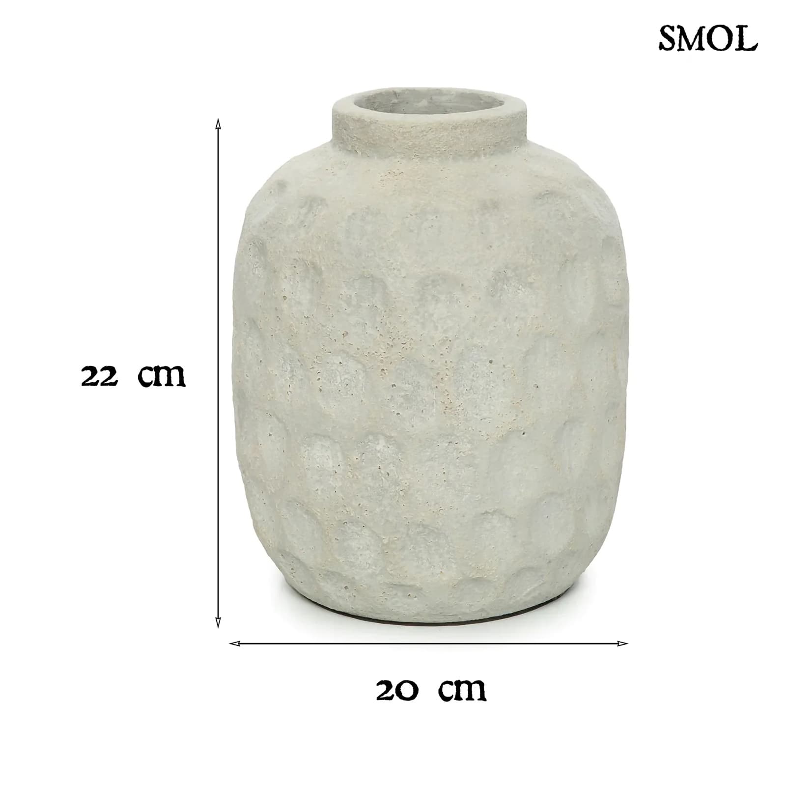 Váza - betonszürke, terrakotta, 22 cm | TRULA - smol.hu - méretekkel