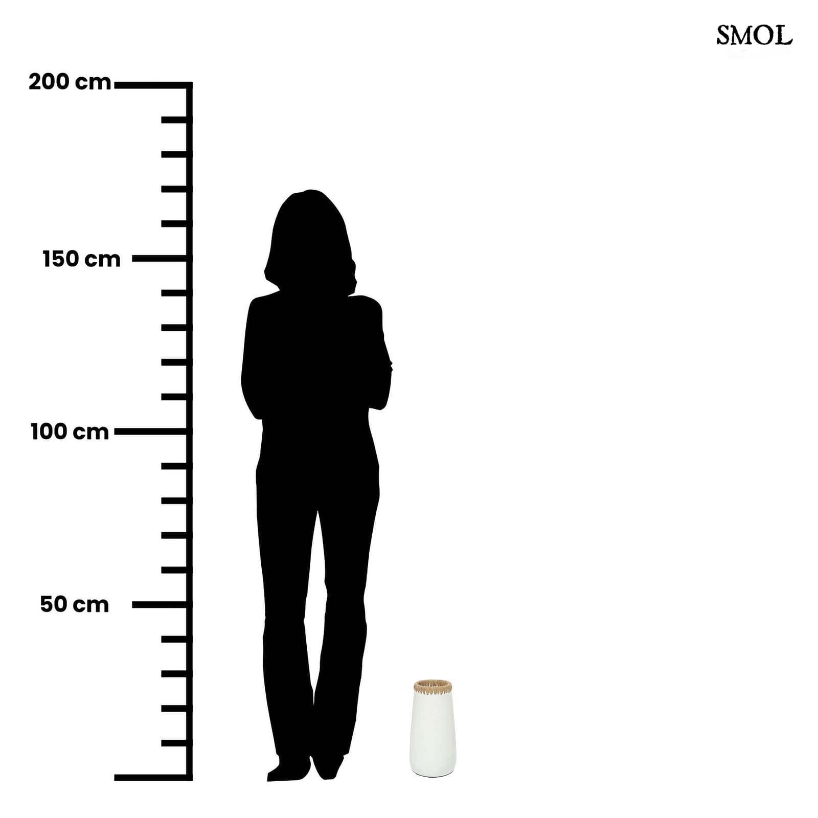 Váza- fehér, terrakotta, raffiával, 26 cm | STEFF - smol.hu - méretarányosan