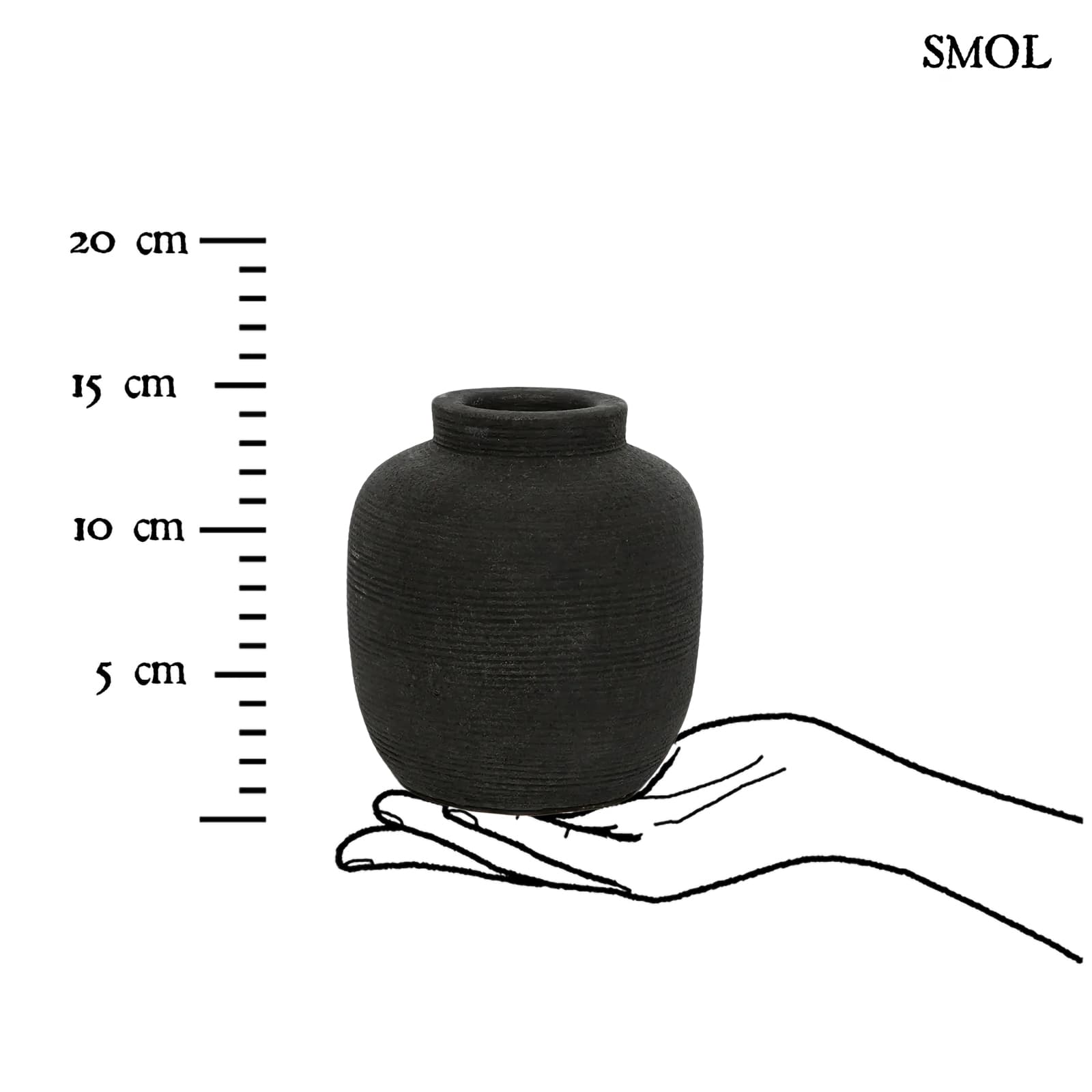 Váza -  fekete, terrakotta, 14 cm | PEAKY - smol.hu - méretarányosan