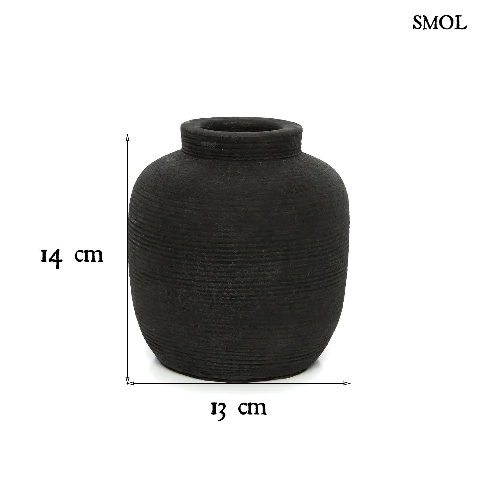 Váza -  fekete, terrakotta, 14 cm | PEAKY - smol.hu - méretekkel