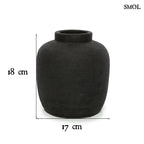PEAKY, fekete terrakotta váza, 18 cm - smol.hu - méretekkel