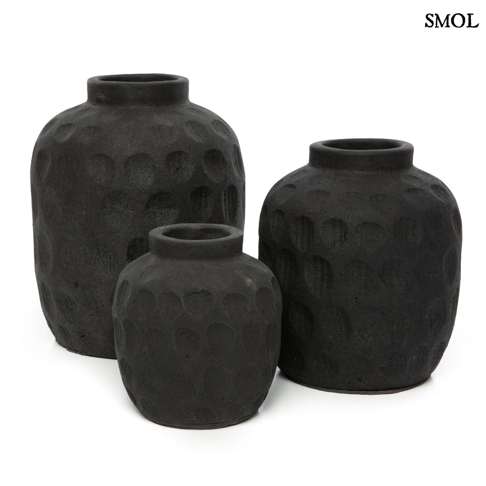 TRENDY, fekete, terrakotta váza, 18 cm - smol.hu - három méretben