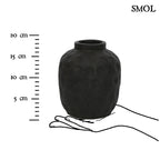 TRENDY, fekete, terrakotta váza, 18 cm - smol.hu - méretarányosan