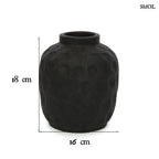 TRENDY, fekete, terrakotta váza, 18 cm - smol.hu - méretekkel