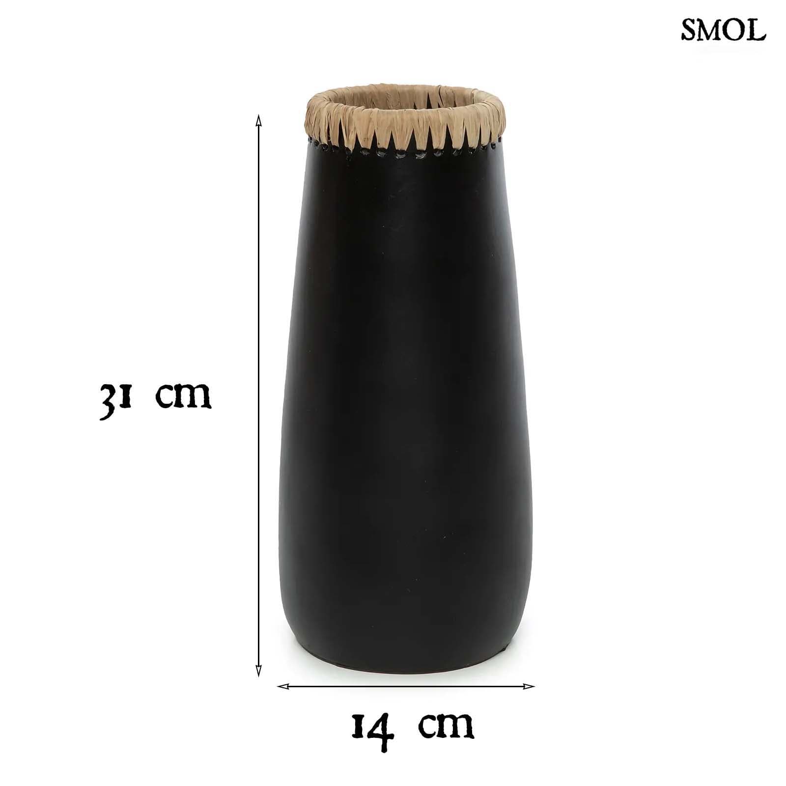 SNIKA, váza raffiával, 31 cm - smol.hu - méretekkel