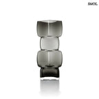 Váza – Kézzel készült, újrahasznosított, sötétszürke üveg váza kocka formával, oldalról