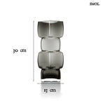 Váza – Kézzel készült, újrahasznosított, sötétszürke üveg váza kocka formával, méretekkel