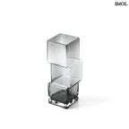 sötétszürke RUMMIKUB üveg váza három, egymásra épített kocka formájú üvegrészből, játékos, eltolt dizájnnal, felülről