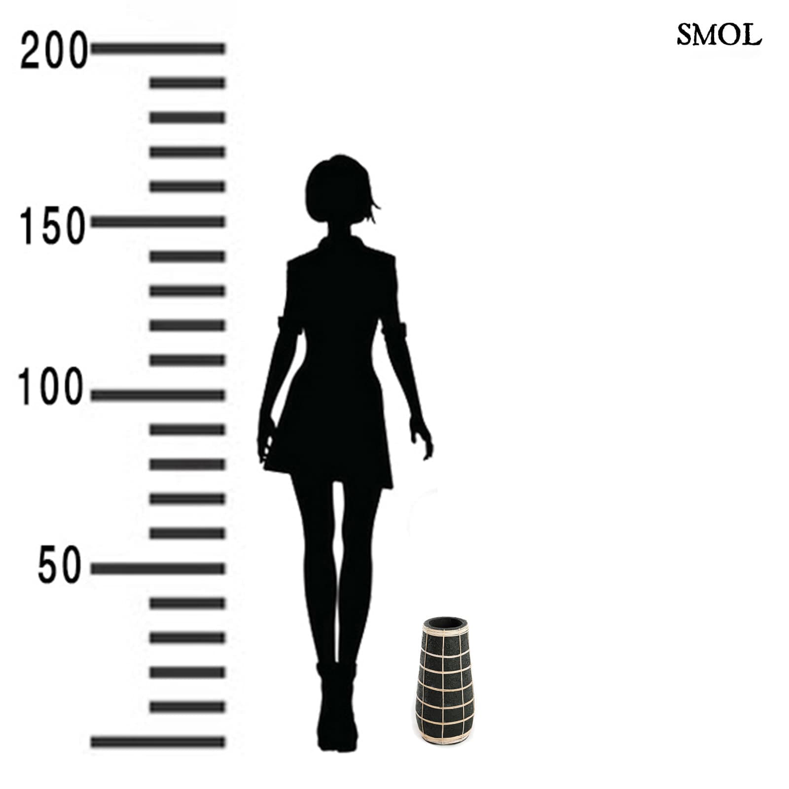 Váza - rattannal, fekete, 31 cm | LOVEY - smol.hu - méretarányosan