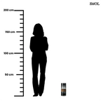 Sötétszürke váza üvegből, középen fa berakással, modern díszítőelem, méretarányosan