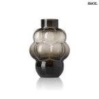 Nagy méretű (L), sötétszürke váza buborékos, szőlőfürt designnal, átmenetes színnel, fehér háttérrel