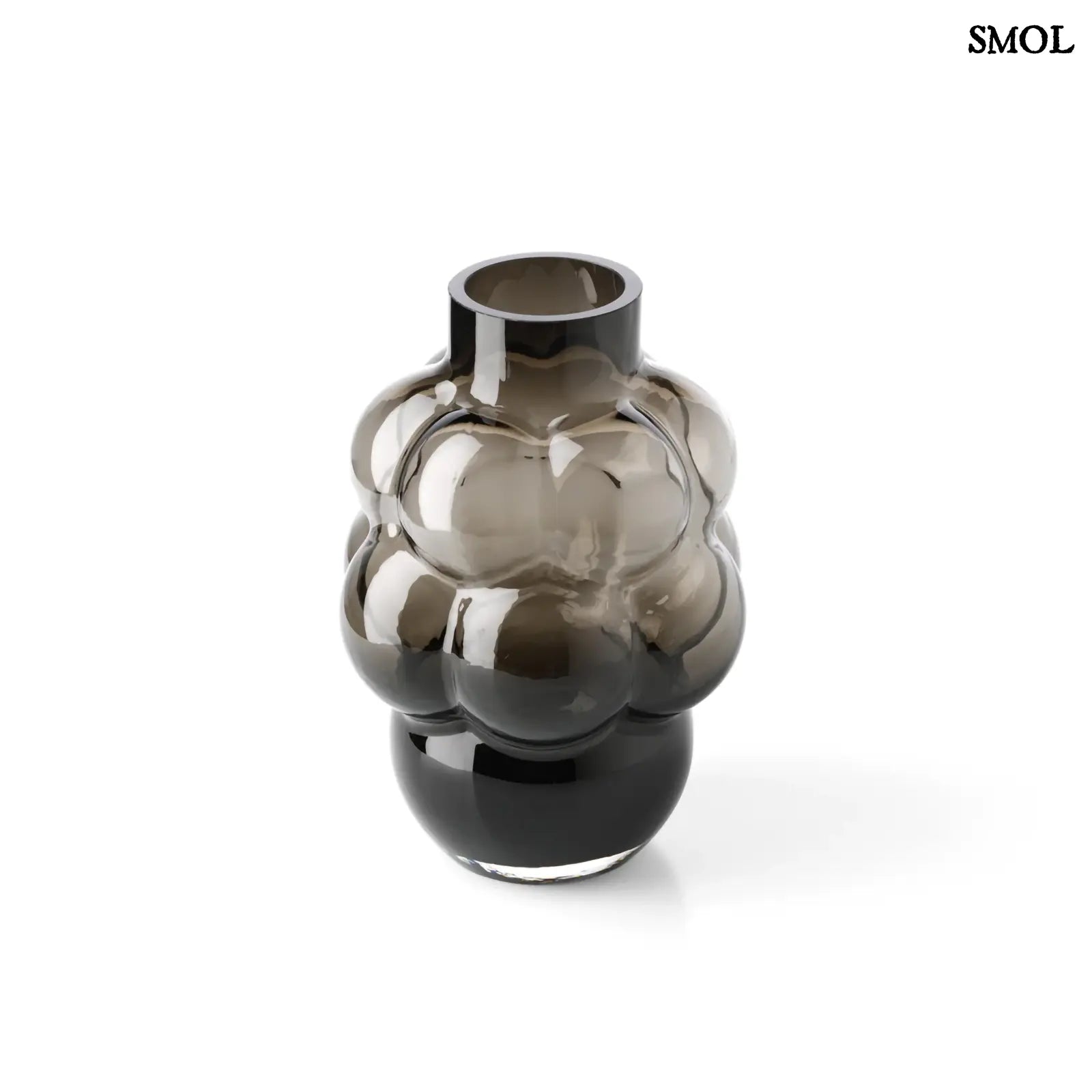 Nagy méretű (L), sötétszürke váza buborékos, szőlőfürt designnal, átmenetes színnel,  felülről