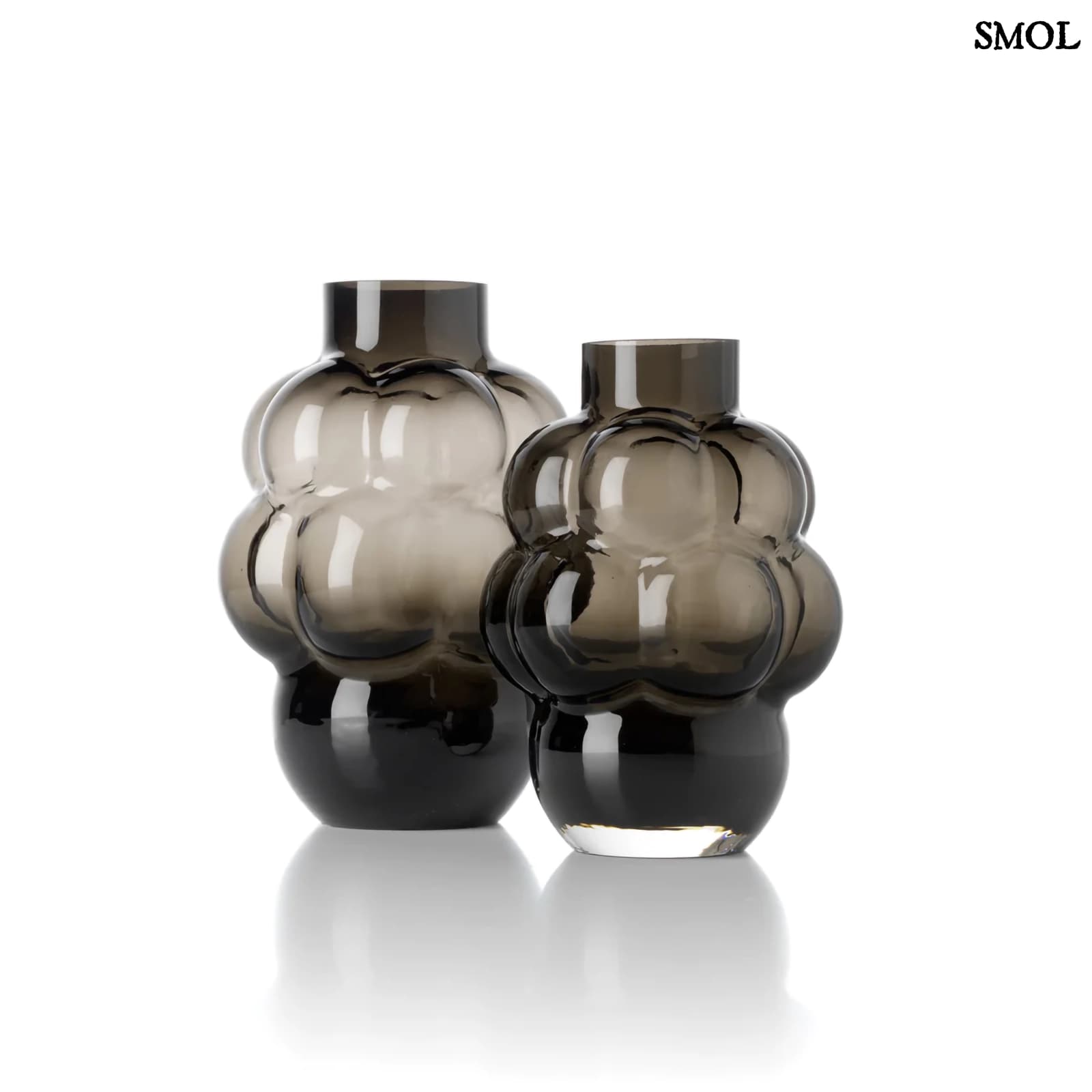 Nagy méretű (L), sötétszürke váza buborékos, szőlőfürt designnal, átmenetes színnel, két méretben