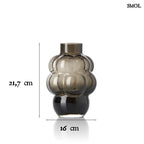 Sötétszürke luxus szürke üveg váza, buborékos szőlőfürt design formában. Újrahasznosított, kézműves termék, méretekkel