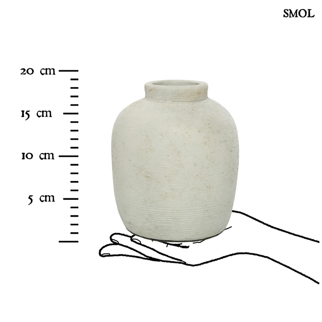PEAKY, szürke terrakotta váza, 18 cm - smol.hu - méretarányosan