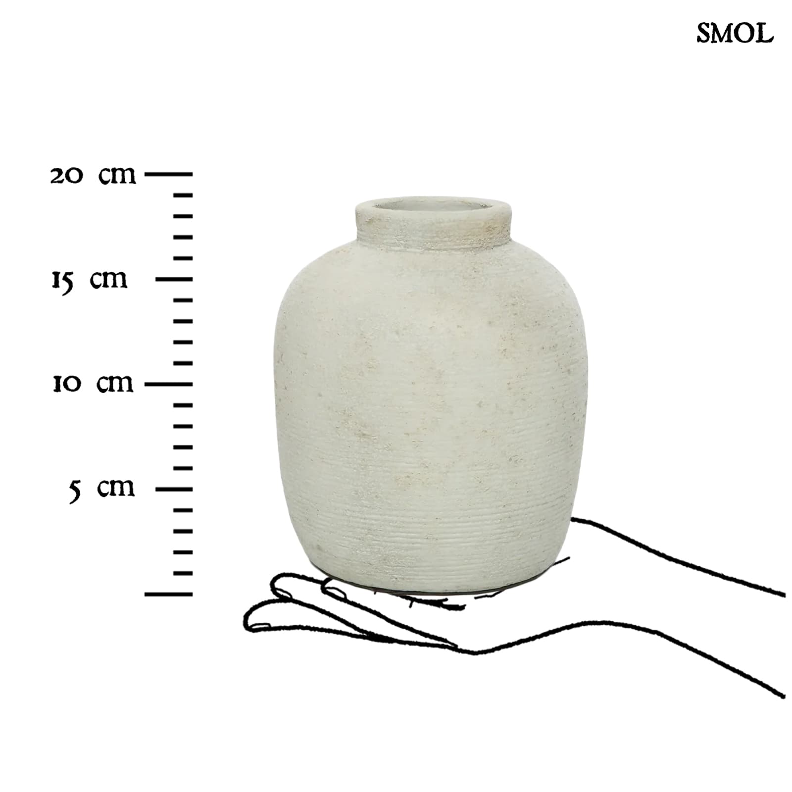 PEAKY, szürke terrakotta váza, 18 cm - smol.hu - méretarányosan
