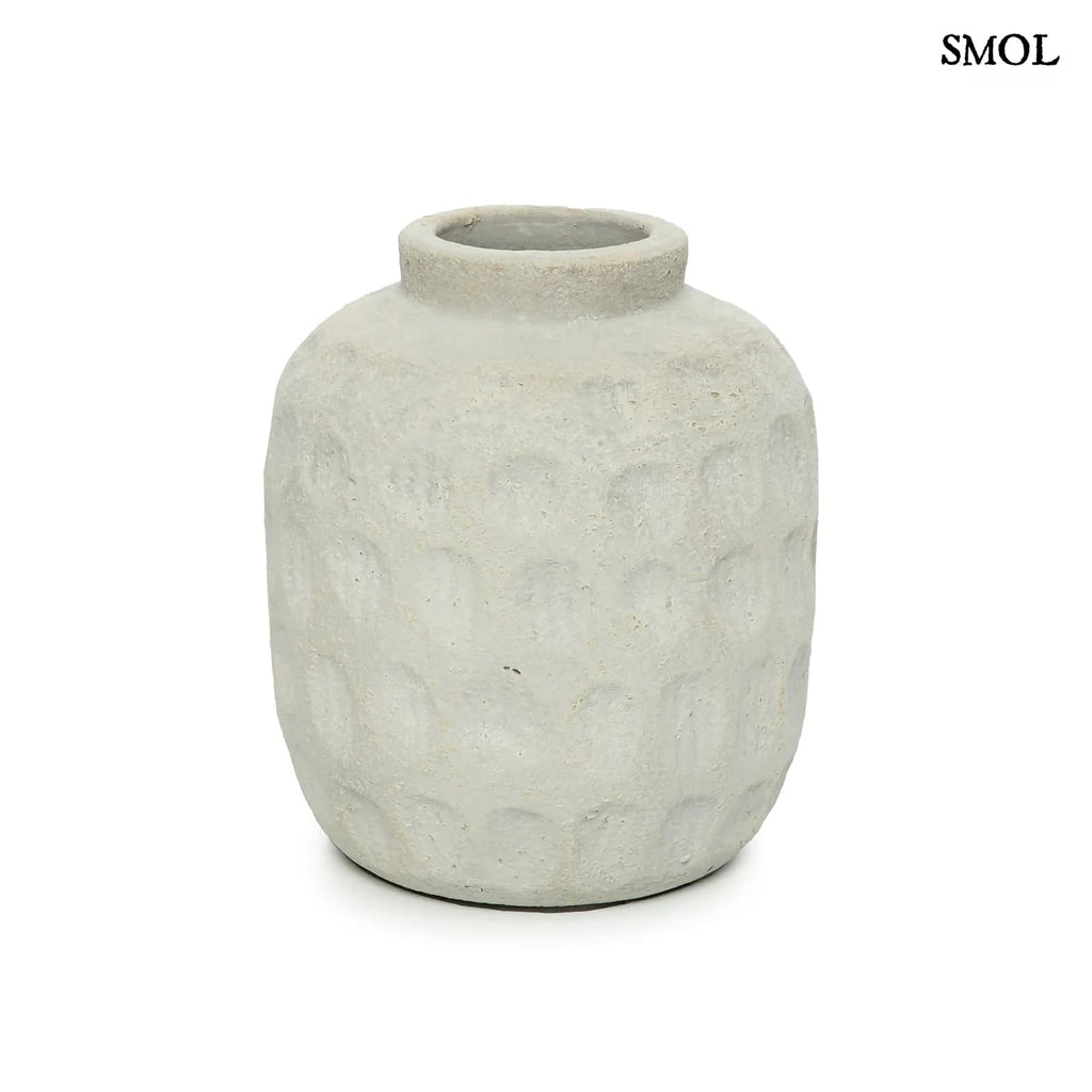 TRENDY, szürke, terrakotta váza, 18 cm - smol.hu - fehér háttérrel