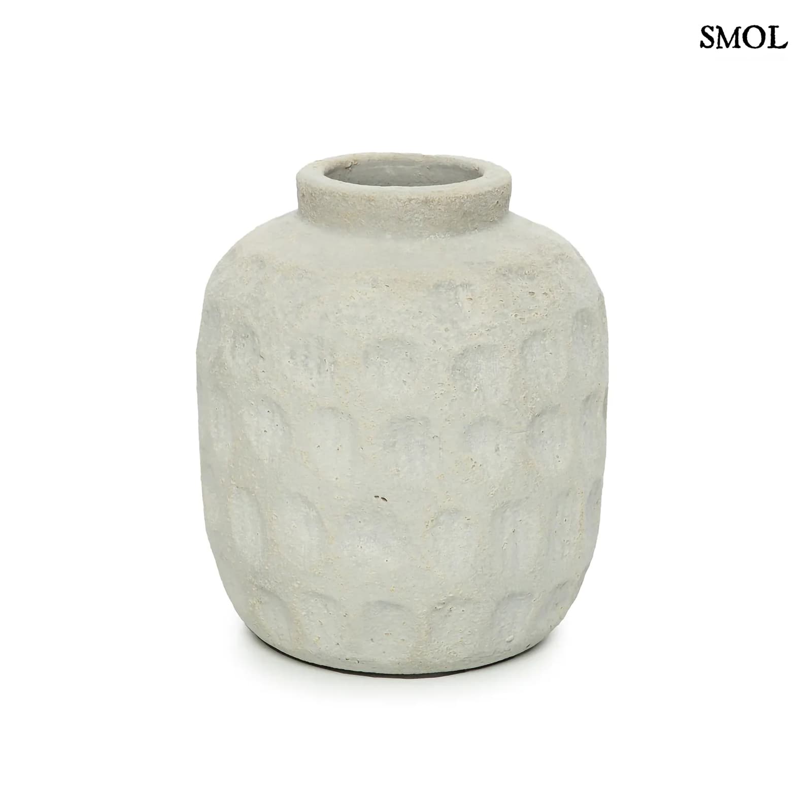 TRENDY, szürke, terrakotta váza, 18 cm - smol.hu - fehér háttérrel