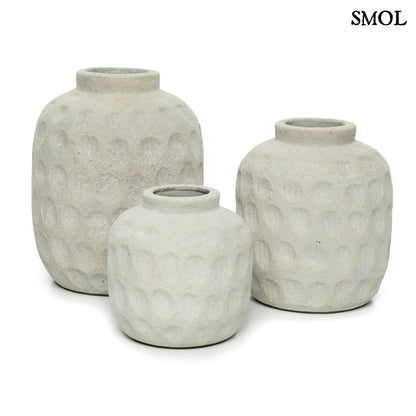 TRENDY, szürke, terrakotta váza, 18 cm - smol.hu - három méretben