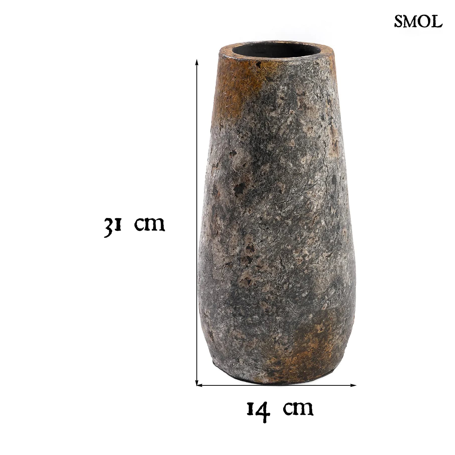 SELAH, antikolt szürke váza, 31 cm - smol.hu - méretekkel