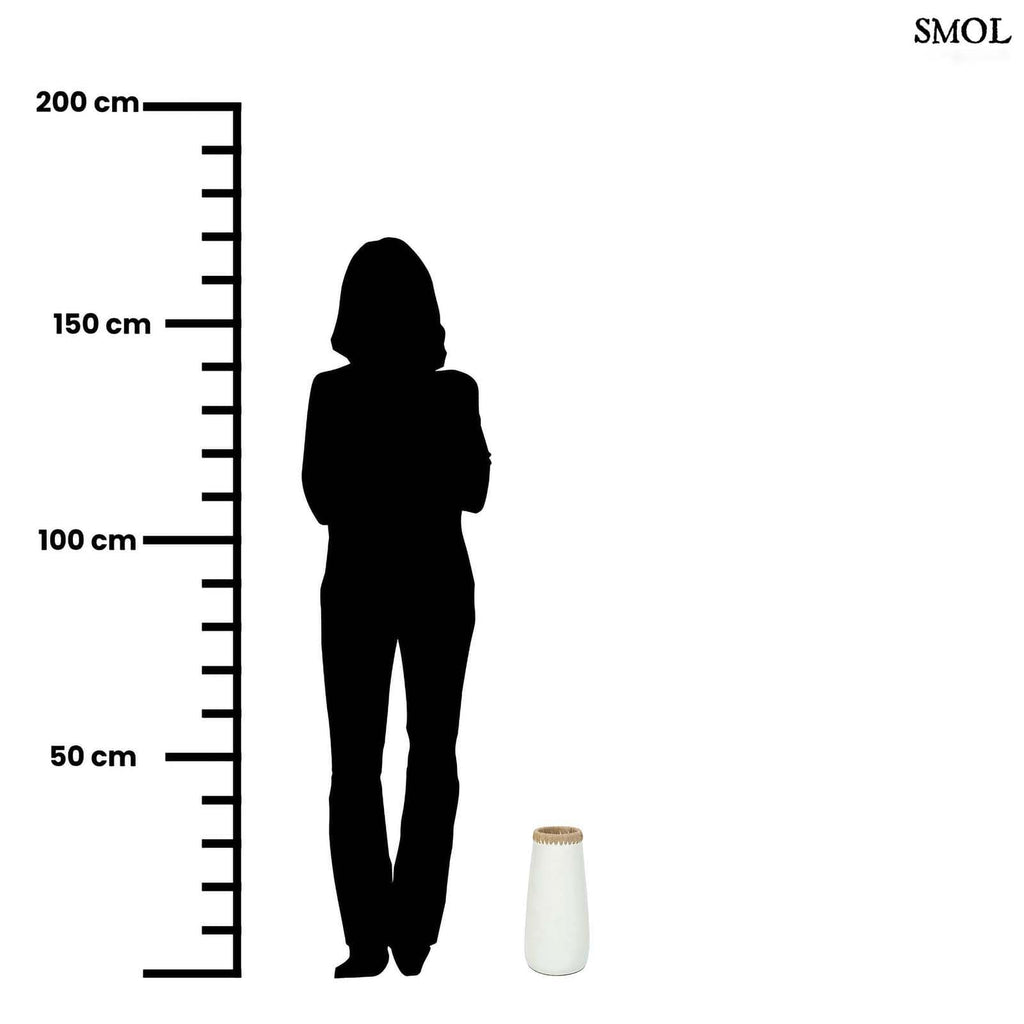 Váza - terrakotta, fehér, raffiával, 31 cm | SNIE - smol.hu - méretarányosan