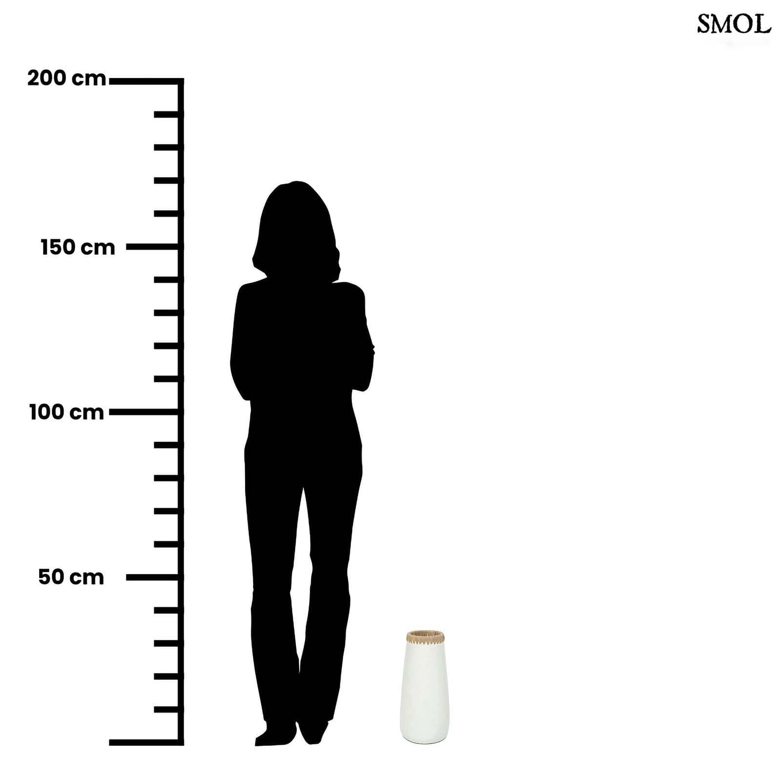 Váza - terrakotta, fehér, raffiával, 31 cm | SNIE - smol.hu - méretarányosan
