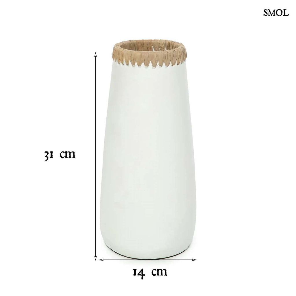 SNIE, váza raffiával, 31 cm - smol.hu - méretekkel