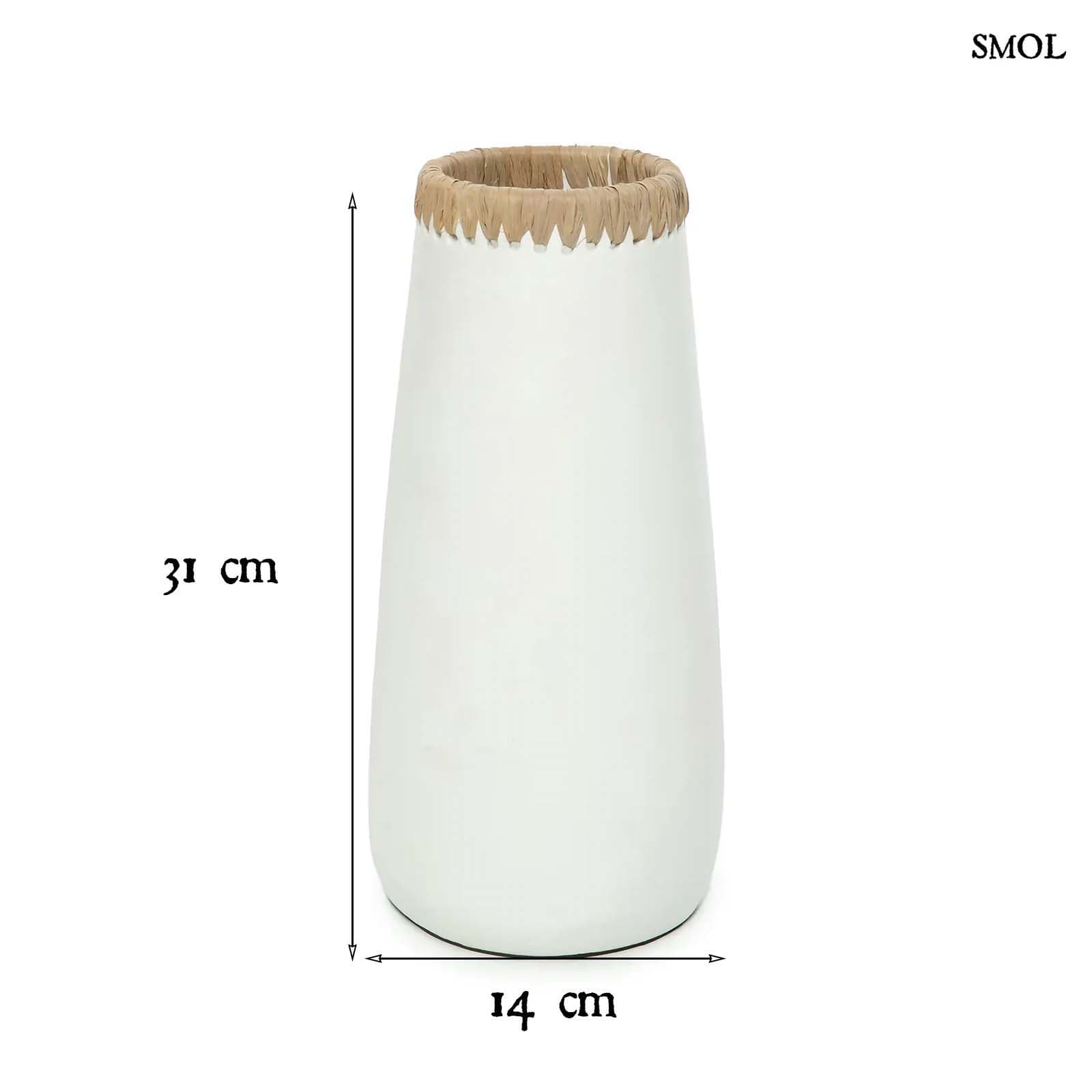 SNIE, váza raffiával, 31 cm - smol.hu - méretekkel