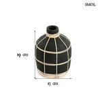 Váza - terrakotta, fekete, rattannal, 19 cm | WES - smol.hu - méretekkel