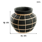 Váza - terrakotta, fekete, rattannal, 25 cm | BRIO - smol.hu - méretekkel