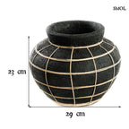 Váza - terrakotta, fekete, rattannal, 29 cm | BELLYM - smol.hu - méretekkel