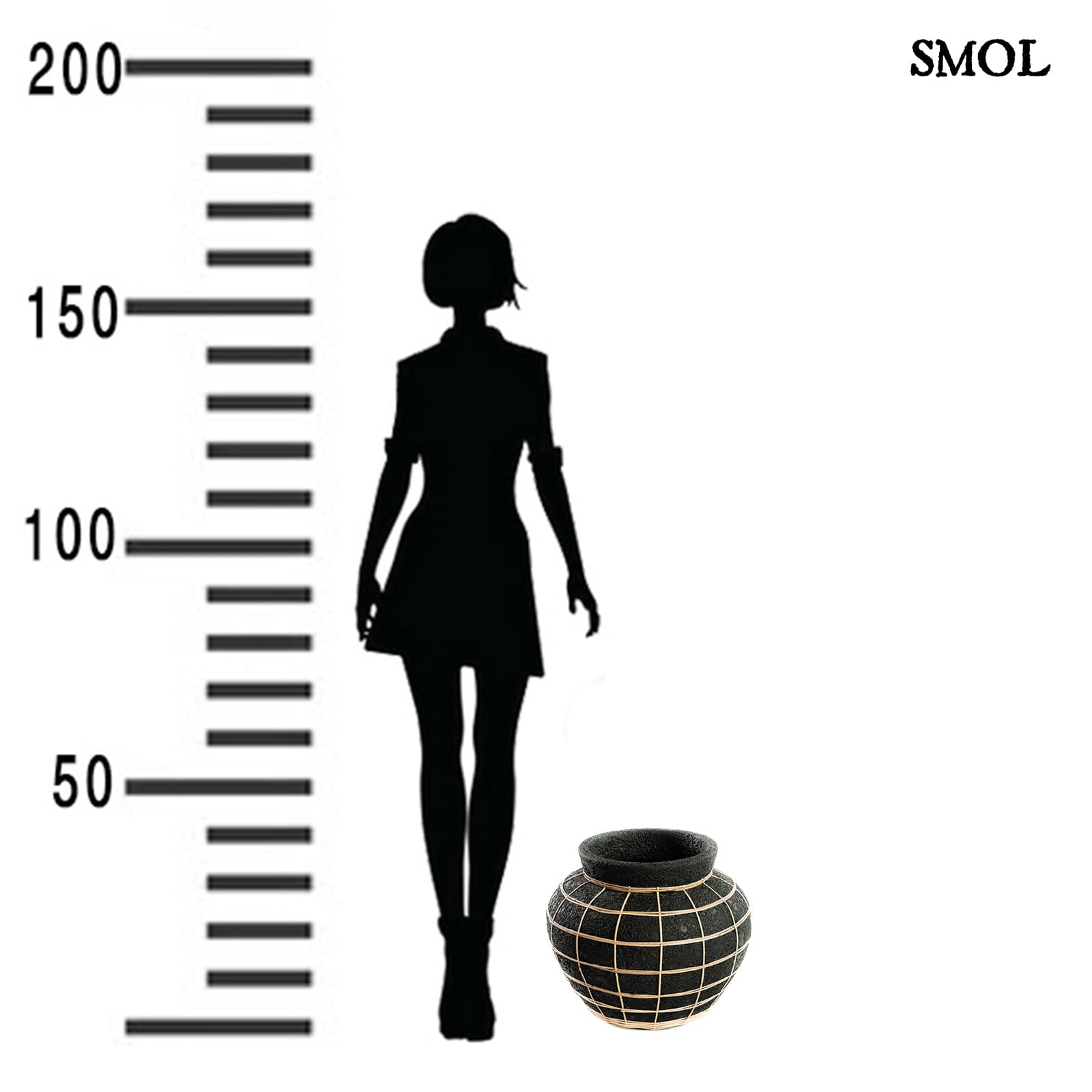 Váza - terrakotta, fekete, rattannal, 33 cm | LUCA - smol.hu - méretarányosan