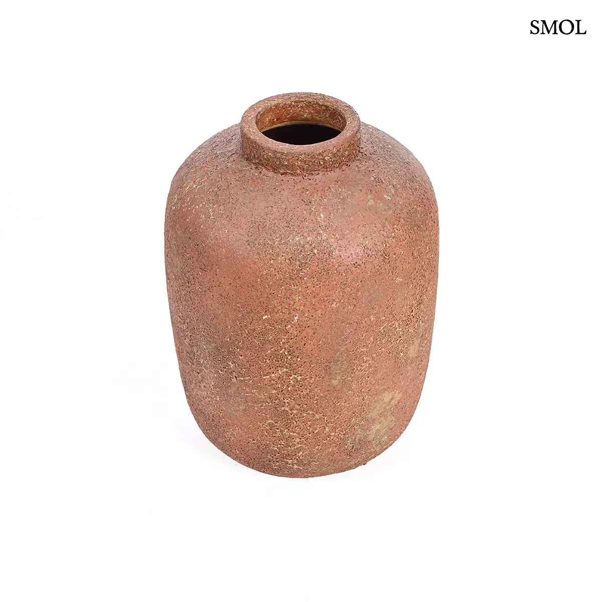 CLAY ECHO terrakotta váza L méret, kézzel formált, kerek organikus forma, érdes textúra – 30 × 40 × 30 cm
felülről, fehér háttérrel