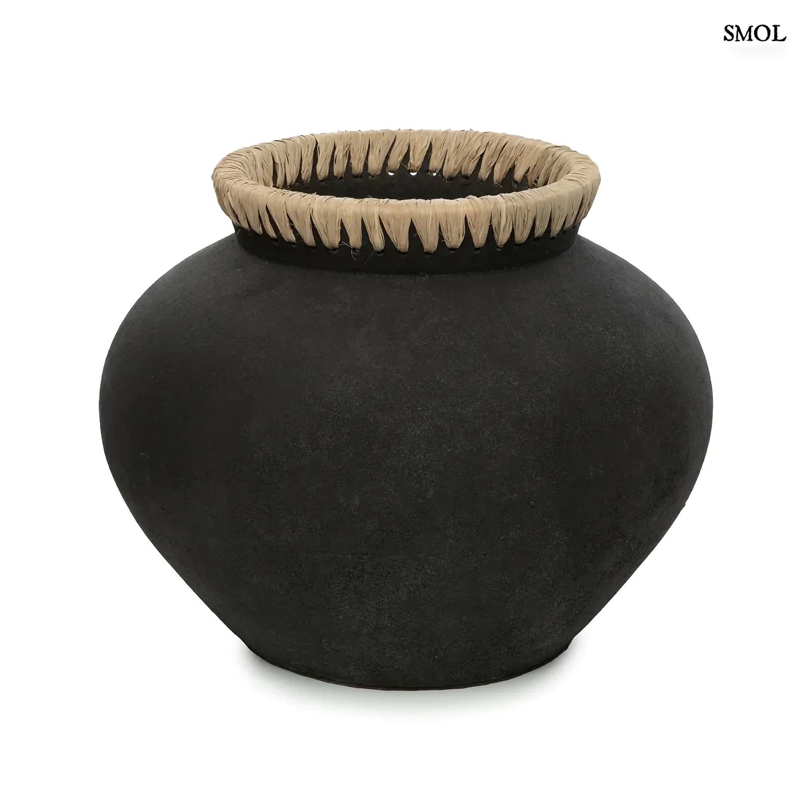 Váza - terrakotta, raffiával, 33 cm | VIVAN - smol.hu - fehér háttérrel