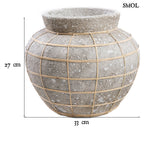  Váza - terrakotta, szürke, raffiával, 33 cm | BELLYNL - smol.hu - méretekkel