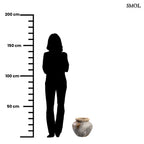 Váza - terrakotta, szürke, raffiával, 33 cm | STESS - smol.hu - méretarányosan