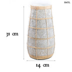 Váza - terrakotta, szürke, rattannal, 31 cm | JOY - smol.hu - méretekkel