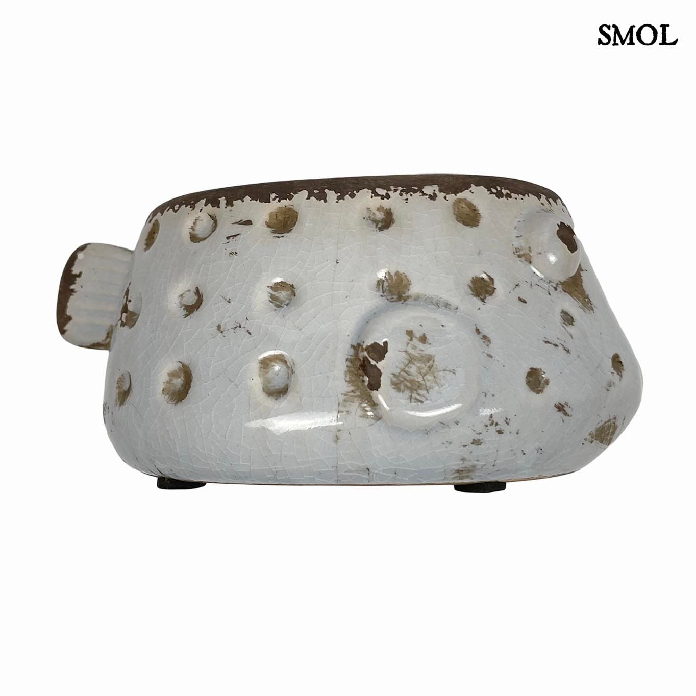Virágtartó - fehér hal, kerámia, 18,5 cm | BUBBLES - smol.hu - alulról, oldalról