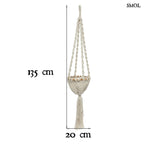 Virágtartó - függő, makramé, fehér, 135 cm | TWISTED - smol.hu - méretekkel
