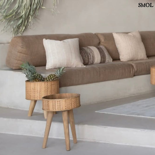 Virágtartó - rattan, 35 cm | CANEA - smol.hu - nappaliban, két méretben