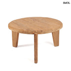 WABI SABI, nagyméretű, teakfa dohányzóasztal, ⌀80 cm - smol.hu - fehér háttérrel