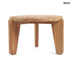 WABI SABI, nagyméretű, teakfa dohányzóasztal, ⌀80 cm - smol.hu - oldalról