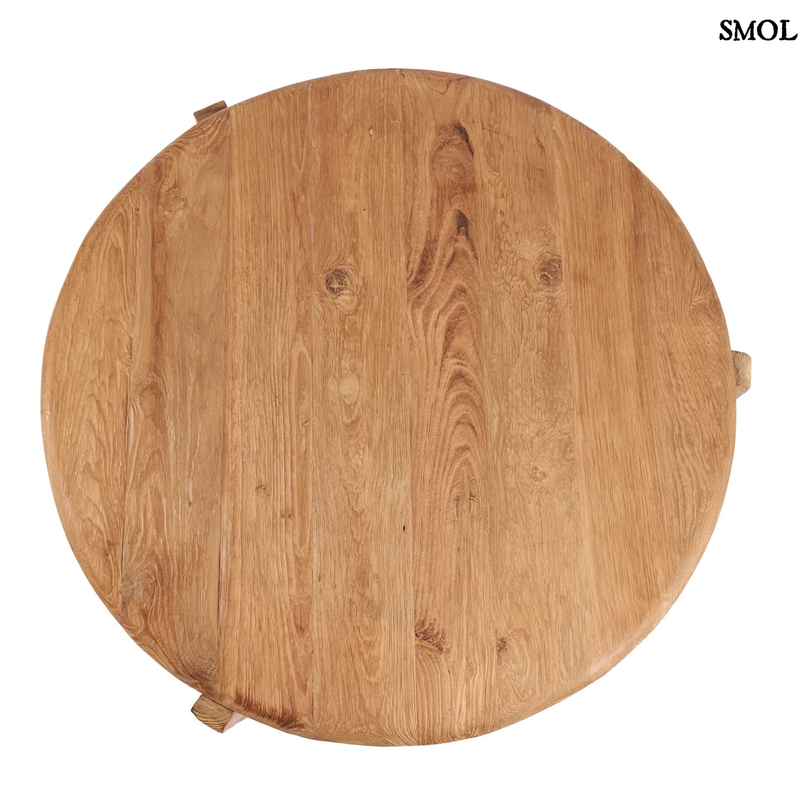 WABI SABI, nagyméretű, teakfa dohányzóasztal, ⌀80 cm - smol.hu - felülről