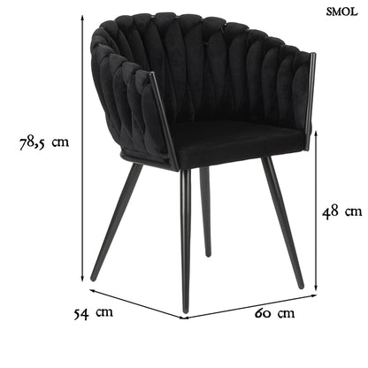 WAVE BLACK, 2 db kárpitozott étkezőszék - smol.hu - méretekkel